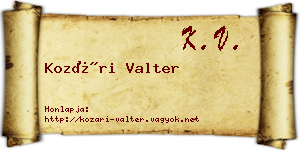 Kozári Valter névjegykártya